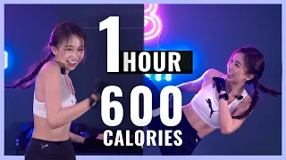 1 Hour 🔥 600 CAL TOTAL BODY - HIIT TABATA KICKBOX ABS Workout (with audio & music) 適合初級！