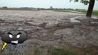 Ein See aus Hagel! westlich Blaubeuren (Baden-Württemberg), 2. Mai 2024