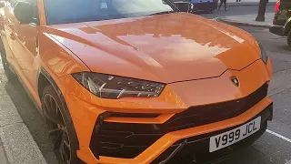 London Cars: Orange Lamborghini Urus near Oxford Circus Station London