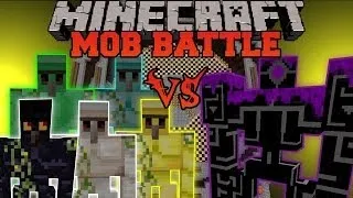 DIAMOND, EMERALD, GOLD, OBSIDIAN, AND IRON GOLEM VS ROBO POUNDER - Minecraft Mob Battles - Golem Mod