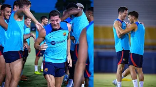 Lewandowski first training with barca team | Fc Barcelona working hard for El Clasico