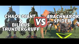 Who Will Win? Chaos Giant/Bilious Thundergruff or Arachnarok Spider in Warhammer Total War 3!