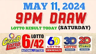 Lotto Result Today 9pm draw May 11, 2024 6/55 6/42 6D Swertres Ez2 PCSO#lotto
