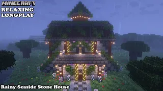 Minecraft Relaxing Longplay - Rainy Seaside Stone House - Cozy Cottage House (No Commentary) 1.19