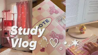 PRODUCTIVE VLOG 🍵 studying at coffee shop, running errands, cozy pink vibe 🍓