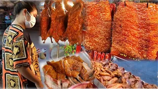 Very Popular Crispy Roast Pork Belly, Roast Ducks And Braised Pork - Cambodia Street Food