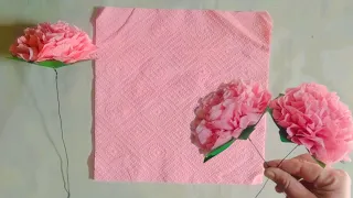 how to make flowers with tissue fabric  | tissue paper | make flowers with tissue