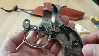 Internal workings of the vintage Hubley Texan Junior toy cap gun