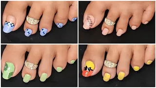 Most beautiful foot nail art design compilation || 4 easy & cute designs tutorial || Nail Delights💅