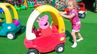 Funny Stacy playing in outdoor playground