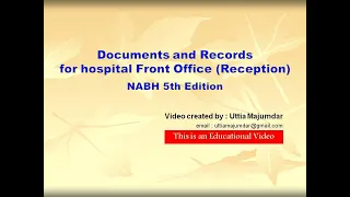 Documents and records for hospital Front Office (Reception) - NABH 5th edition