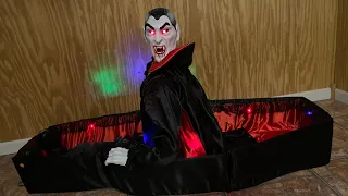 2010 HSN model PAC GR ( Grandin Road ) Rising Vampire in Coffin Life Size Animatronic Halloween Prop