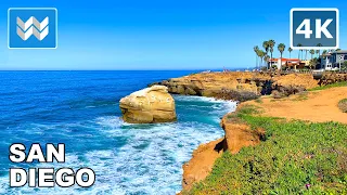 [4K] Sunset Cliffs Coastal Trail in Point Loma San Diego, California - Scenic Walking Tour 🎧