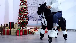 Qaba Kids Plush Ride On Toy Walking Horse with Wheels and Realistic Sounds, 30""H, Black Reviews