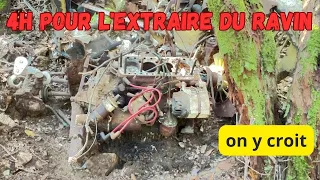 4h pour extraire un moteur de 140kg encore dans la voiture versée dans un ravin. Vais-je réussir?