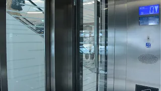 Nice 2016 Otis Gen2 MRL traction scenic elevators @ Westfield Chodov, Prague, Czech Republic