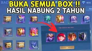 BUKA SEMUA BOX HASIL NABUNG 2 TAHUN ! TERNYATA ISI NYA BANYAK SKIN TERSEMBUNYI MOBILE LEGENDS