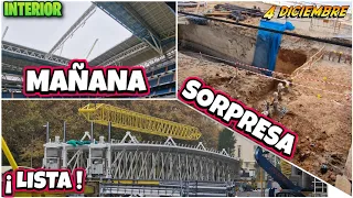 💥 NOVEDADES en el INTERIOR ⚠️ EL IZADO TENDRÁ QUE ESPERAR ⚠️ Obras Santiago Bernabéu 04/12/2022 🚧