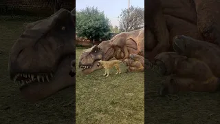 Puppy and His Daddy T-Rex - Dinosaur Meme #shorts #dinosaur