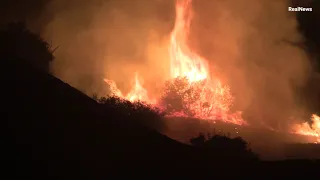 Fire breaks out on hillside in Riverside County, Ca