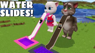 I found WATER SLIDES OF TALKING TOM AND ANGELA in Minecraft - Gameplay - Coffin Meme