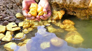 Gold Rush! Digging for Treasure worth millions from Huge Nuggets of Gold at River, Mining Exciting.