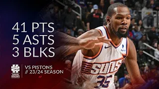 Kevin Durant 41 pts 5 asts 3 blks vs Pistons 23/24 season