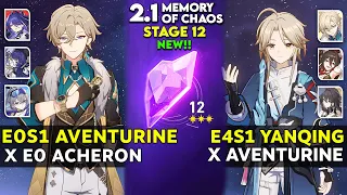 E0S1 Aventurine x E0 Acheron & E4 Yanqing 3-Cycle Clear | MOC 12 v2.1 | Honkai Star Rail.