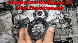 land rover freelander 2 timing mark making . oil seal replacem