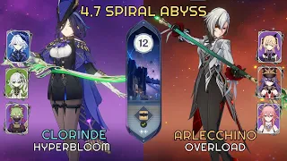 Spiral Abyss 4.7 Floor 12 | C0 Clorinde Hyperbloom & C0 Arlecchino Overload | Genshin Impact