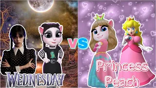 My Talking Angela 2 | Wednesday VS Princess Peach | Cosplay Makeover