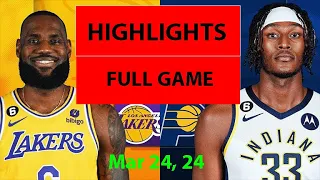 Los Angeles Lakers Vs Indiana Pacers Full Game Qtr Mar 24,2024| NBA Season