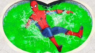 GTA 5 Spiderman Jumping Into Toxic Pool (Ragdolls Compilation) Ep.1