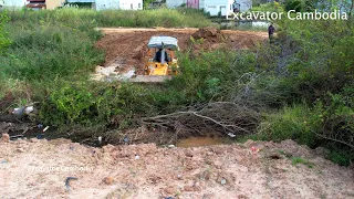 Excellent Processing Connecting 100% Landfill By D31P Dozer Pushing Dirt And Miniature Truck dumping