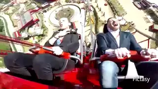 Bird Crash in Man Face on Roller Coaster