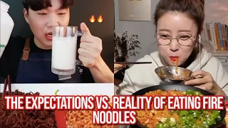 the EXPECTATIONS vs REALITY of eating FIRE NOODLES