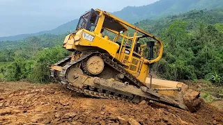 The Easiest Work Bulldozer CAT​ D6R XL Pushes Clearing The Bushes Makes New Plantation