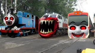 Kereta Panjang Thomas Exe, Kereta Api Jadi Train Eater VS Kereta KRL Kikiko Exe !!!