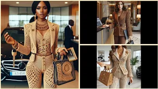 PART 2!! 😲 WOW $6,000 Crochet Knitted Suit For BOSS LADIES 😮😮👉... LUXURY OUTFIT #crochet #knitting