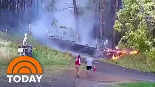 Video shows downed power lines as possible cause of 1st Maui fire