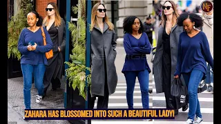 Aww!! Beautiful, Lovely and Grounded Zahara Jolie Pitt Stunning Angelina Jolie in New York on Monday