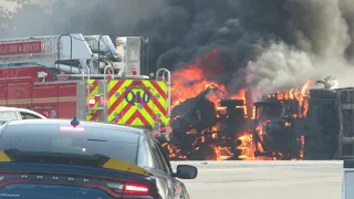 LMPD: Semi-truck crashes, bursts into flames on interstate