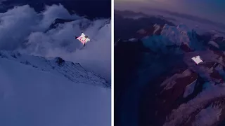 Wingsuit Jumper Lit Up At Night