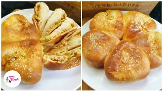 Chicken And Cheese Stuffed Buns In Air Fryer | Baked Buns In Air Fryer | Easy Air Fryer Recipes |