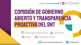 1ra. Sesión Ordinaria de la Comisión de Gobierno Abierto y Transparencia Proactiva del SNT