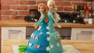 Tort z krainy lodu, Frozen Anna Elsa Sister Cake, Princess doll cake