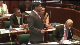 Fijian Attorney-General Aiyaz Sayed-Khaiyum presents First reading of Bills.