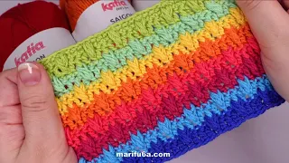 How to crochet colorful falling leaves stitch for blanket simple tutorial by marifu6a