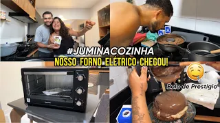 O FORNO ELÉTRICO CHEGOU E FIZEMOS BOLO DE PRESTIGIO COM CHOCOLATE!!! #juminacozinha 🤤