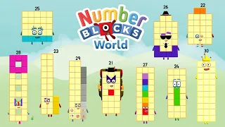 Numberblocks World #3 - Meet Numberblocks 21-30 and Learn How to Trace Their Numerals | BlueZoo Game